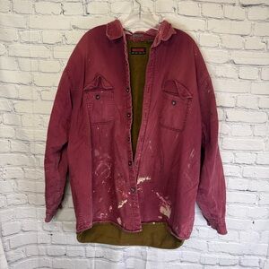 Wolverine Distressed Workwear Jacket Paint Splatter Utility Shacket XXL